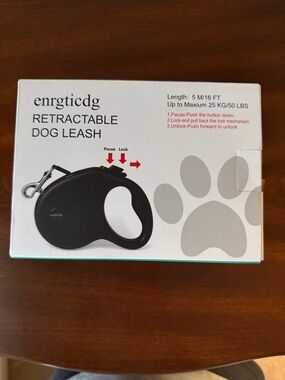 Black Retractable Dog Leash - 5M / Up to 25 kg